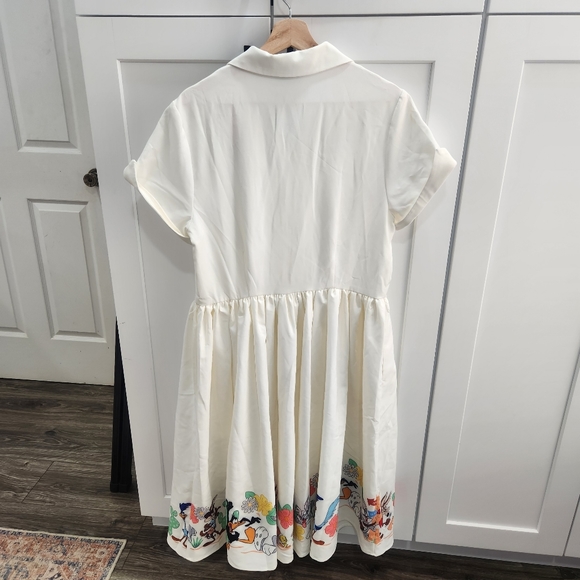 Unique Vintage Looney Tunes Character Border Print Swing Dress XL 14 T1 - Picture 15 of 15
